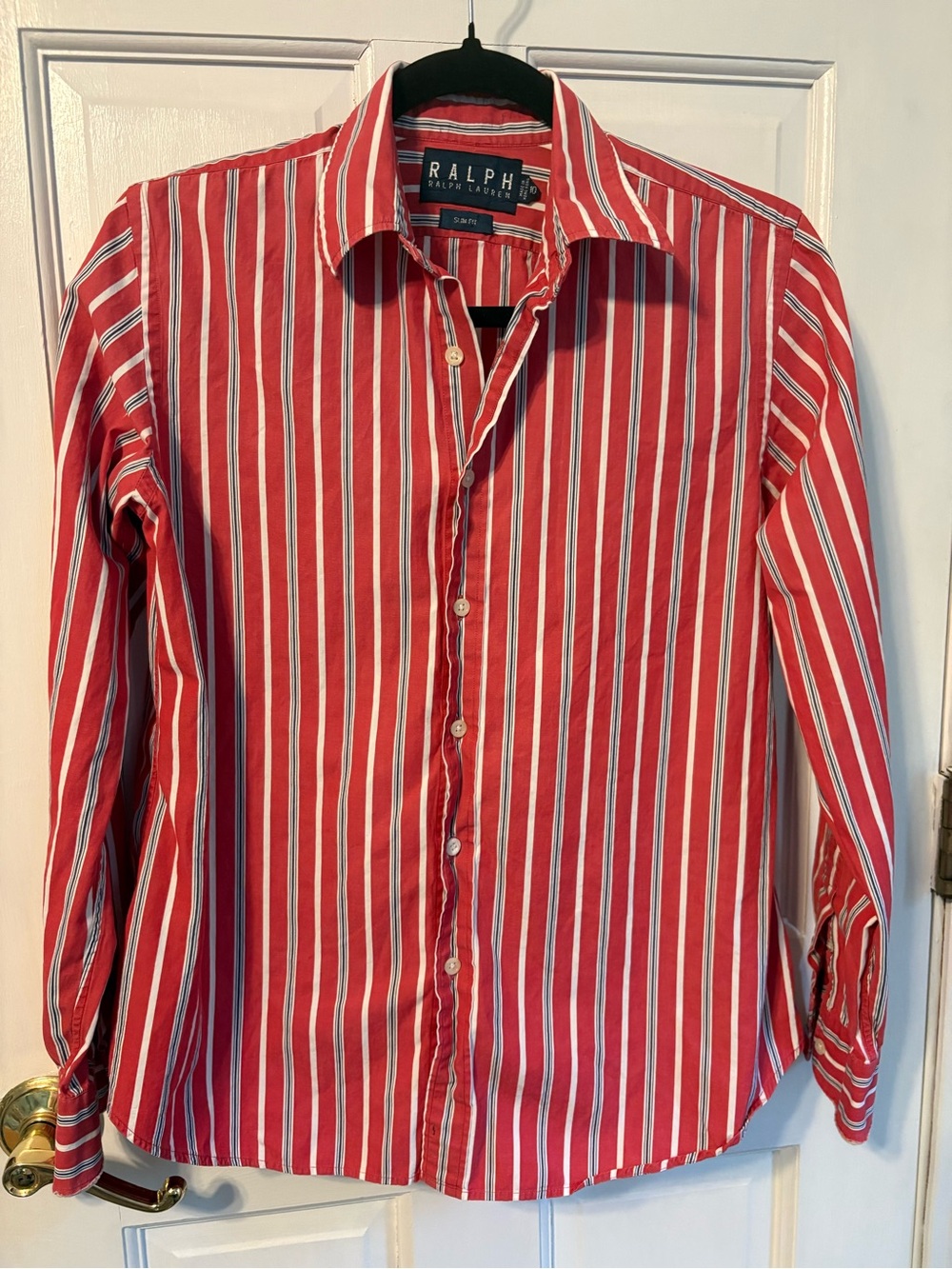 Ralph Lauren Red, White & Navy Striped Button-Down Shirt